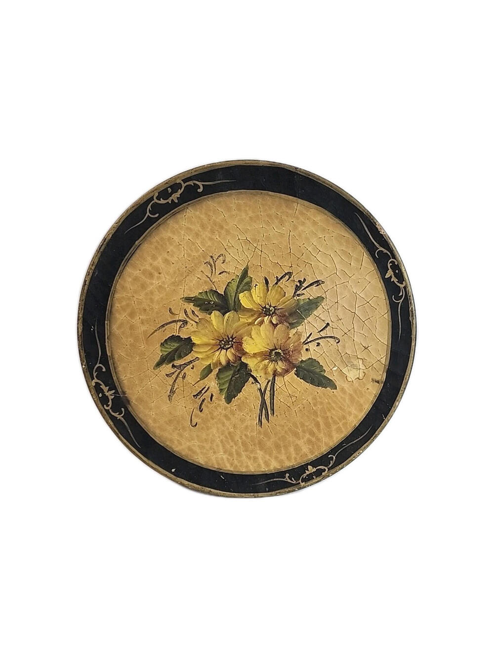 Antiqued Rustic Hand Painted Decorative Papier Mache Tray CBK Made China 13"